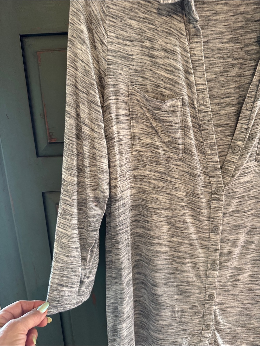 EUC Merona XL Heather Gray Soft Knit Top/Shacket So Soft! Button down Pockets - Picture 3 of 8